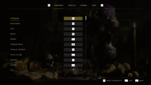 Keyboard Map screenshot of Mafia: The Old Country video game interface.
