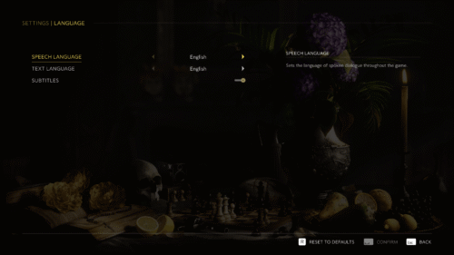 Language screenshot of Mafia: The Old Country video game interface.