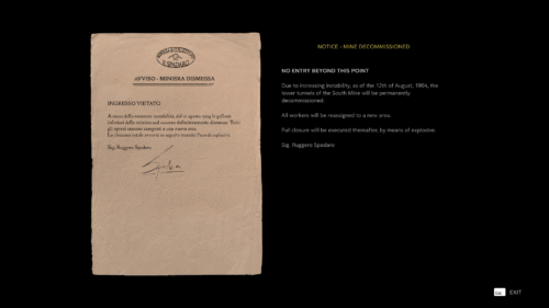 Note screenshot of Mafia: The Old Country video game interface.