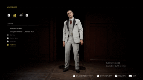 Wardrobe screenshot of Mafia: The Old Country video game interface.