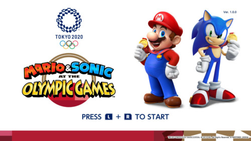 Press to start screenshot of Mario and Sonic at the Olympic Games: Tokyo 2020 video game interface.