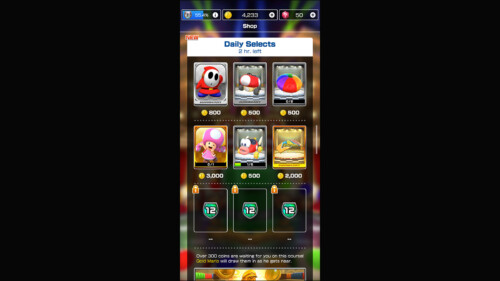 Store Menu Section screenshot of Mario Kart Tour video game interface.