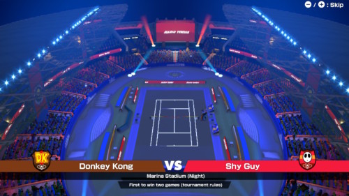 Versus screenshot of Mario Tennis Aces video game interface.