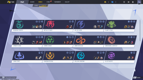 Hero Team Ups screenshot of Marvel Rivals video game interface.