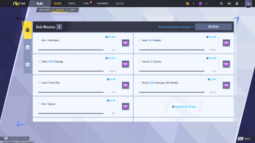 Missions screenshot of Marvel Rivals video game interface.