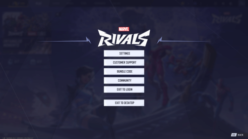 Pause screenshot of Marvel Rivals video game interface.