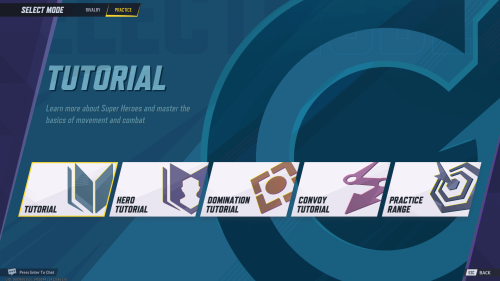 Tutorial Selection screenshot of Marvel Rivals video game interface.