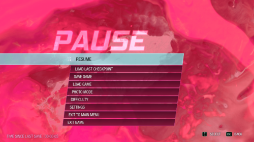 Pause screenshot of Marvel’s Guardians of the Galaxy video game interface.
