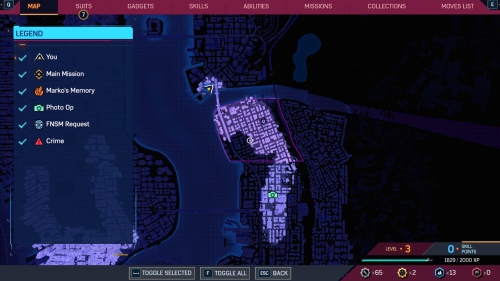 Map screenshot of Marvel’s Spider-Man 2 video game interface.