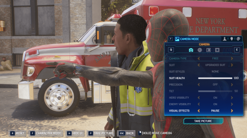 Photo Mode screenshot of Marvel’s Spider-Man 2 video game interface.