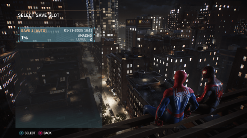 Save Game screenshot of Marvel’s Spider-Man 2 video game interface.