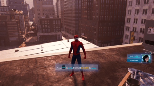 Hint screenshot of Marvel’s Spider-Man video game interface.