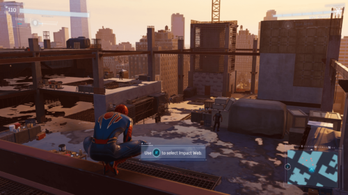 Hint screenshot of Marvel’s Spider-Man video game interface.