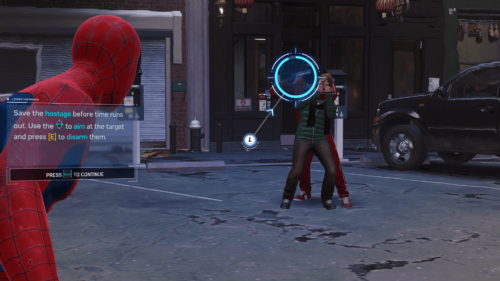 QTE screenshot of Marvel’s Spider-Man video game interface.