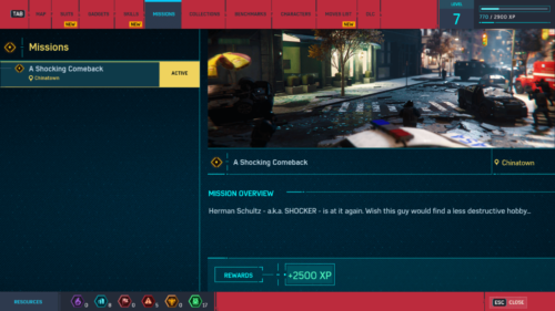 Quest List screenshot of Marvel’s Spider-Man video game interface.