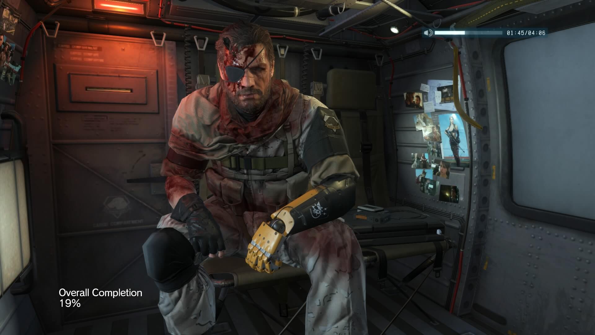 Loading screenshot of Metal Gear Solid V: The Phantom Pain video game interface.