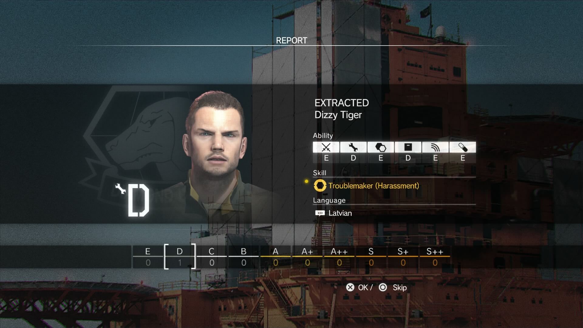 Report screenshot of Metal Gear Solid V: The Phantom Pain video game interface.
