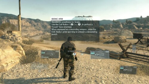 Weapons Wheel screenshot of Metal Gear Solid V: The Phantom Pain video game interface.