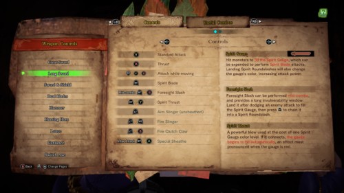 Controls screenshot of Monster Hunter: World video game interface.