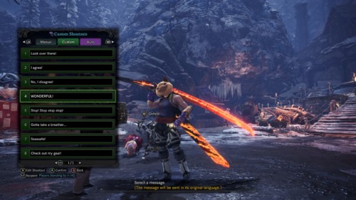 Custom shoutouts screenshot of Monster Hunter: World video game interface.