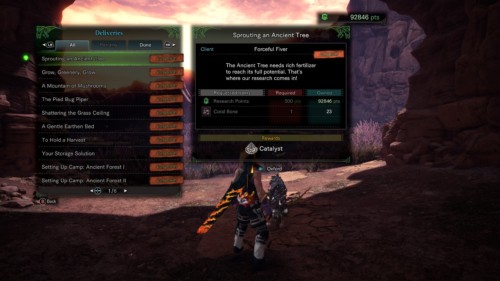 Deliveries screenshot of Monster Hunter: World video game interface.