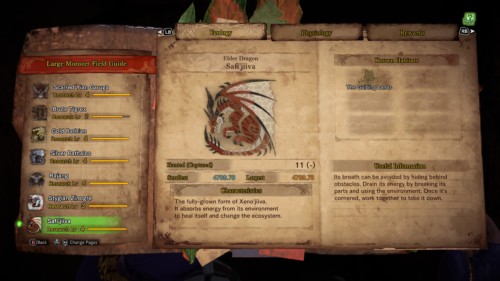 Ecology screenshot of Monster Hunter: World video game interface.