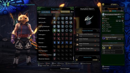 Forge armor screenshot of Monster Hunter: World video game interface.