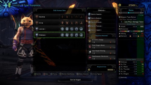 Full armor sets screenshot of Monster Hunter: World video game interface.
