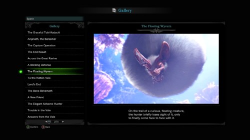 Gallery screenshot of Monster Hunter: World video game interface.