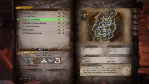 Hunting quest screenshot of Monster Hunter: World video game interface.