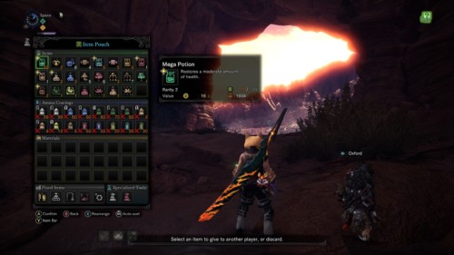 Item pouch screenshot of Monster Hunter: World video game interface.