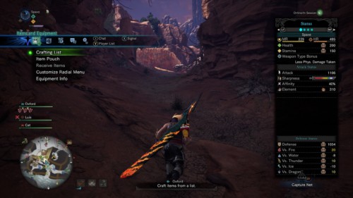 Items and equipment screenshot of Monster Hunter: World video game interface.