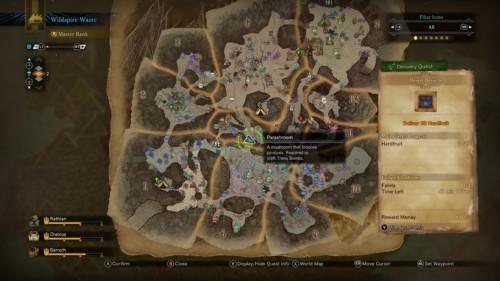 Map screenshot of Monster Hunter: World video game interface.