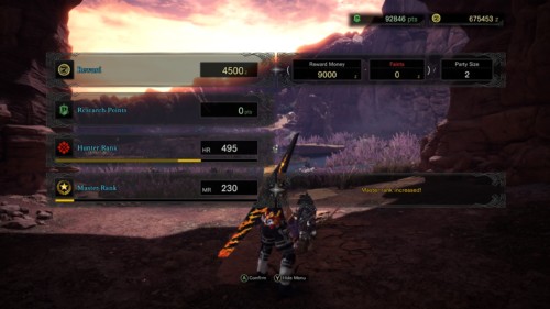 Reward screenshot of Monster Hunter: World video game interface.