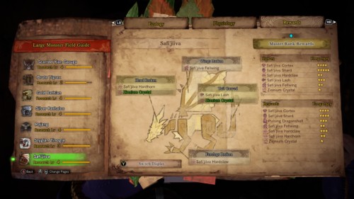 Rewards screenshot of Monster Hunter: World video game interface.