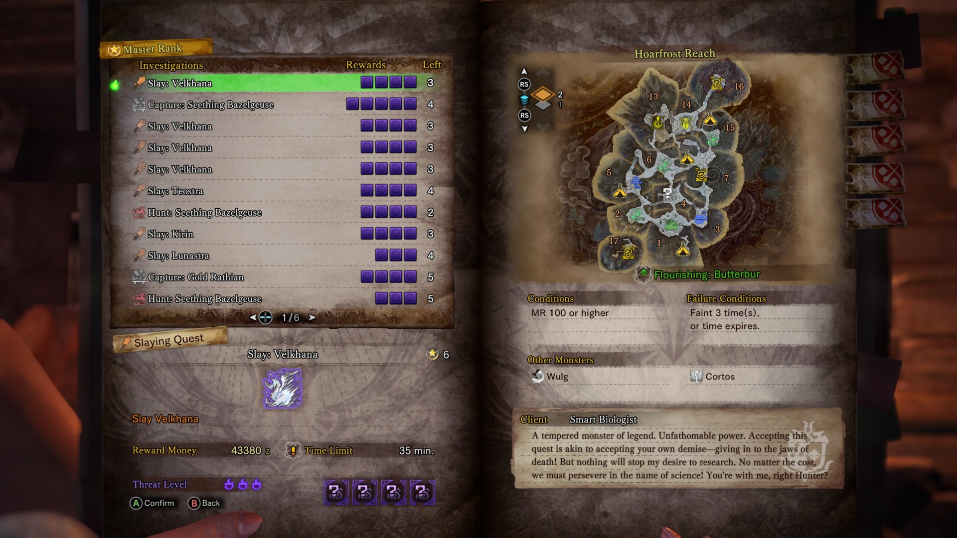 Slaying quest screenshot of Monster Hunter: World video game interface.