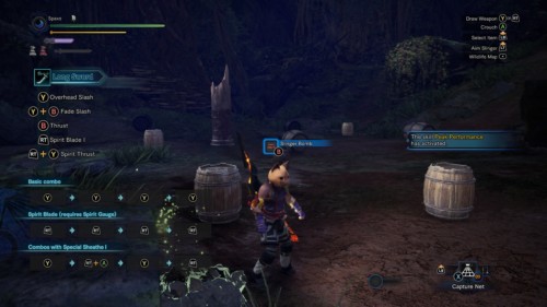 Tutorial screenshot of Monster Hunter: World video game interface.