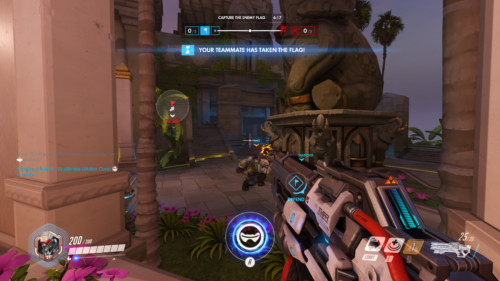 Flag taken screenshot of Overwatch video game interface.