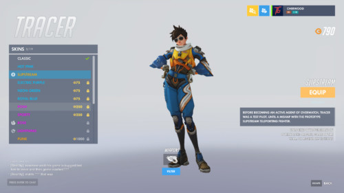 Skins screenshot of Overwatch video game interface.