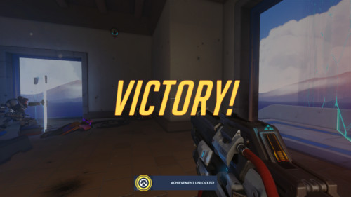 Victory screenshot of Overwatch video game interface.