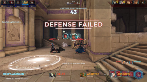 Defense failed screenshot of Paladins: Champions of the Realm video game interface.