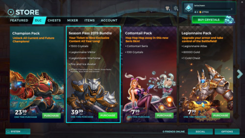 DLC screenshot of Paladins: Champions of the Realm video game interface.