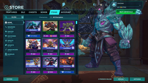 Items screenshot of Paladins: Champions of the Realm video game interface.
