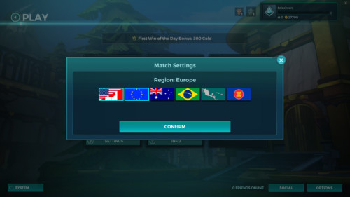 Match settings screenshot of Paladins: Champions of the Realm video game interface.