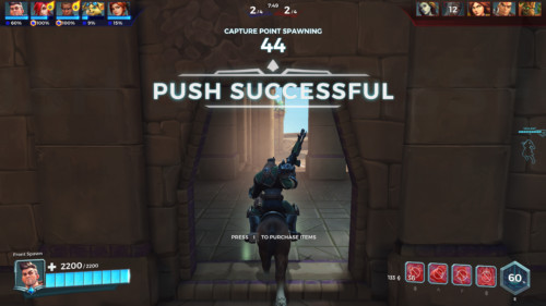 Push successful screenshot of Paladins: Champions of the Realm video game interface.