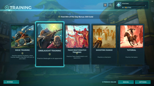 Select mode screenshot of Paladins: Champions of the Realm video game interface.