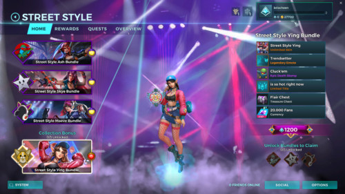 Street style screenshot of Paladins: Champions of the Realm video game interface.