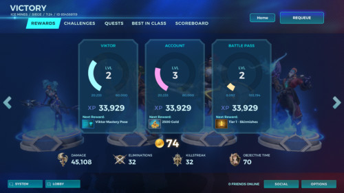 Victory rewards screenshot of Paladins: Champions of the Realm video game interface.