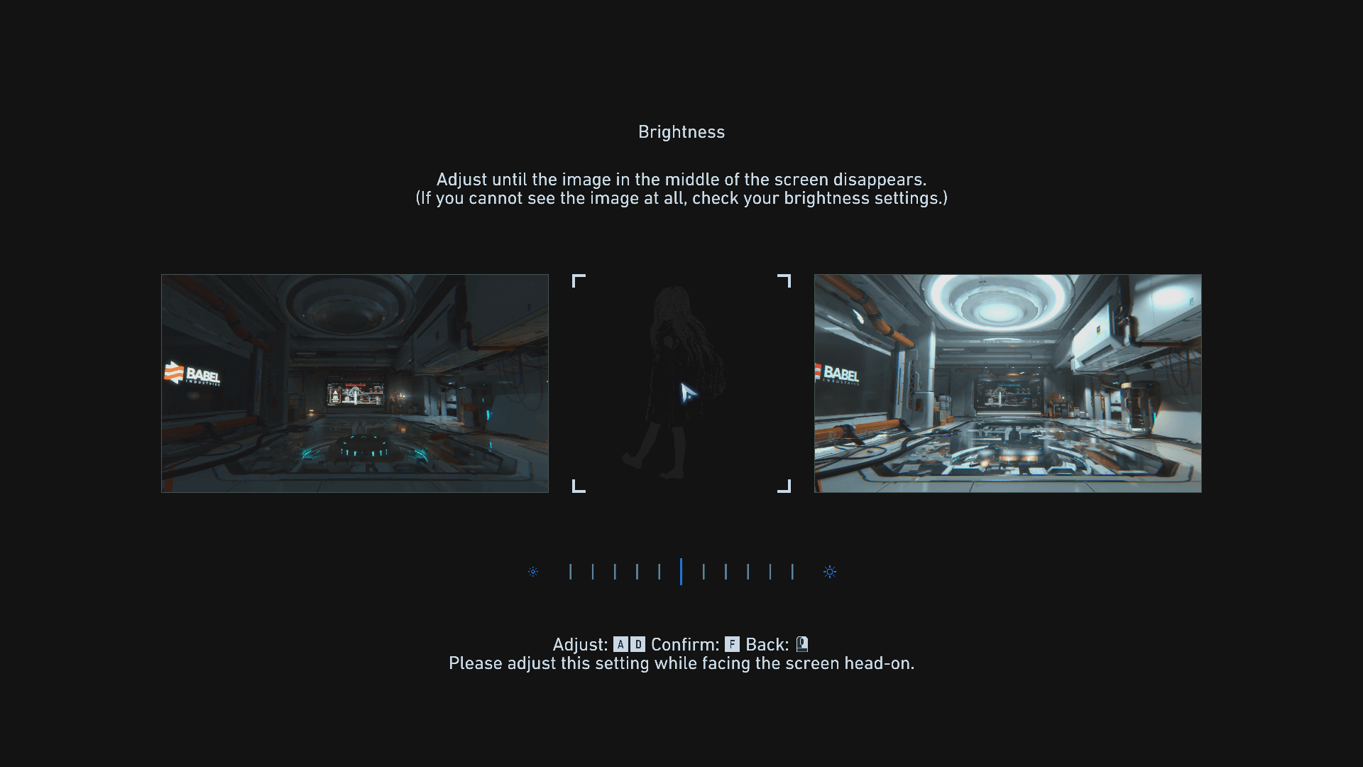 Brightness Setup screenshot of Pragmata video game interface.