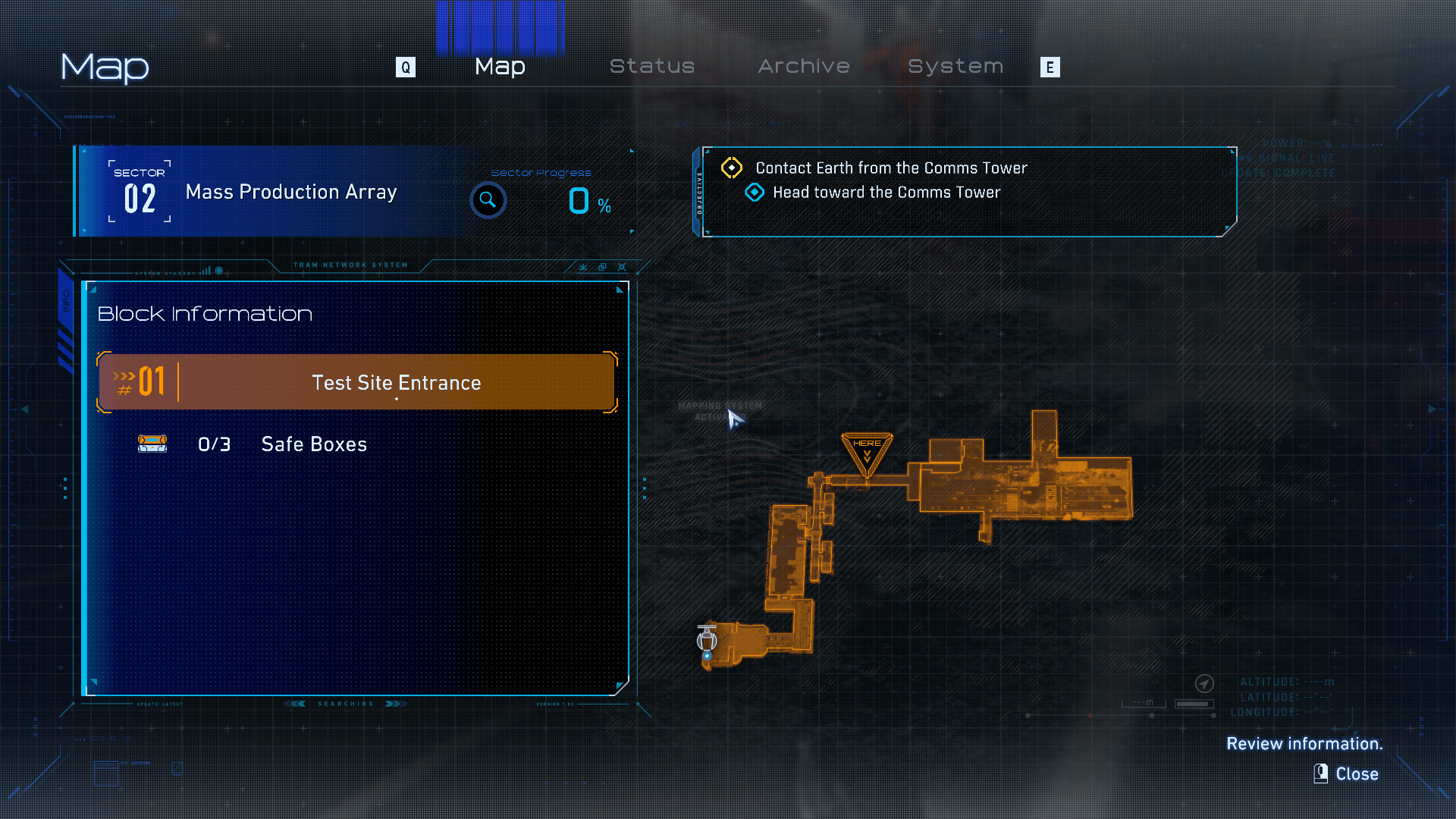 Map screenshot of Pragmata video game interface.
